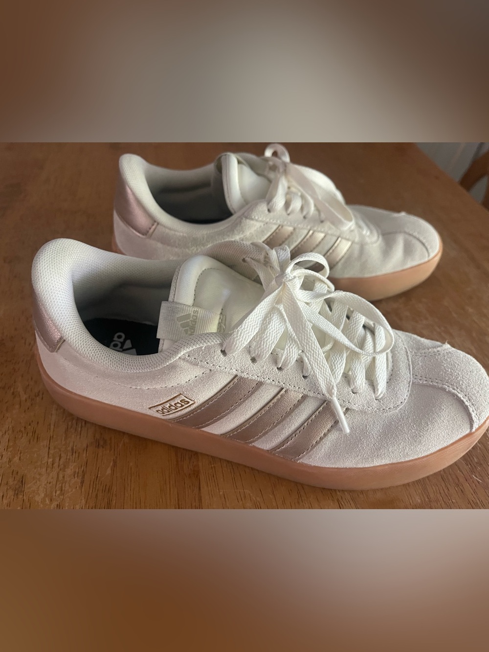 adidas Women's Casual Sneakers in Off-White with Gum Sole - Picture 12 of 13